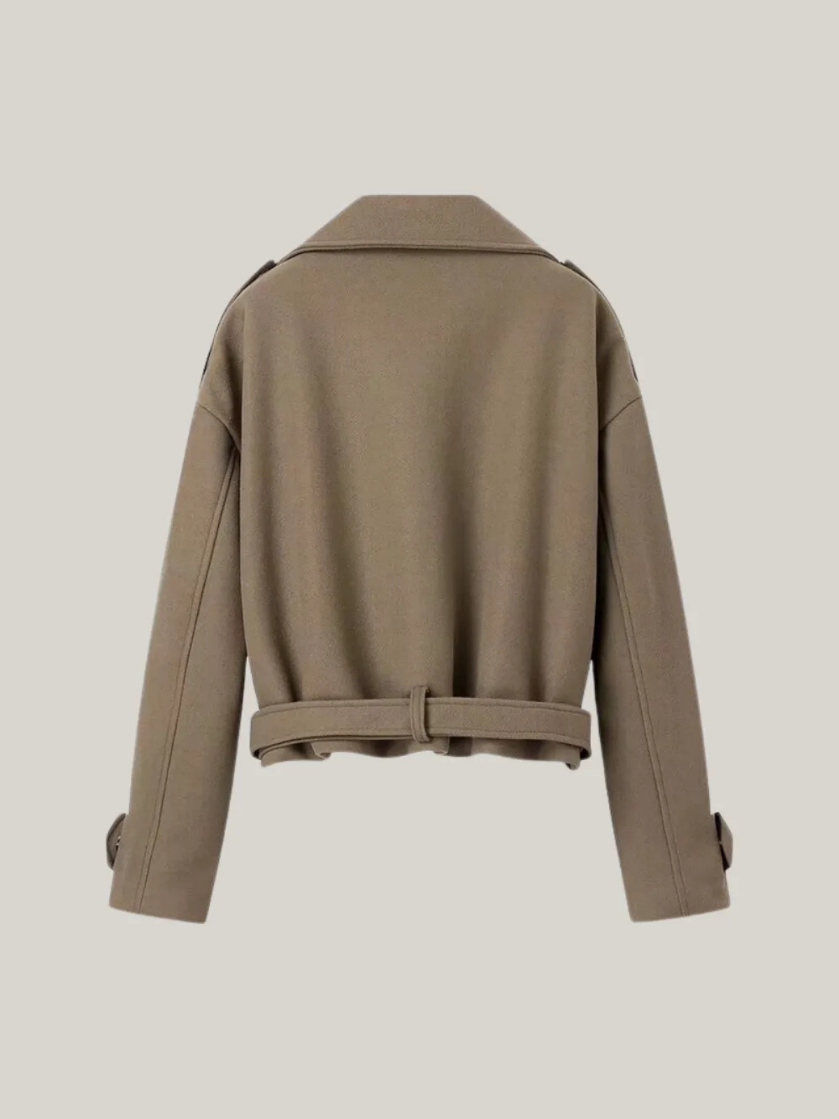 Belted Collar Wool Blend Coat