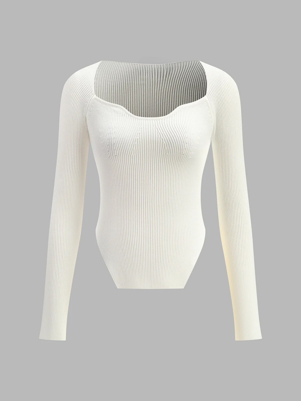 Elegant Sweetheart Long Sleeve Knit Top