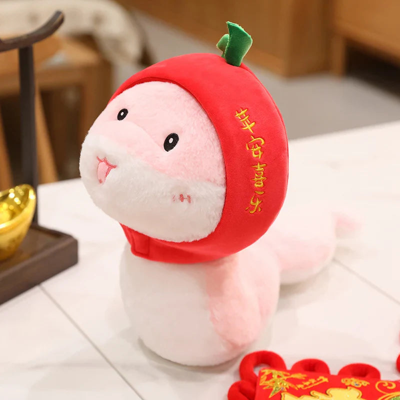 2025 New Year Cartoon Lucky Snake Animals Plush Figure Dolls Soft Pillow Toys Wear Lion Clothes Funny Christmas New Year Gift