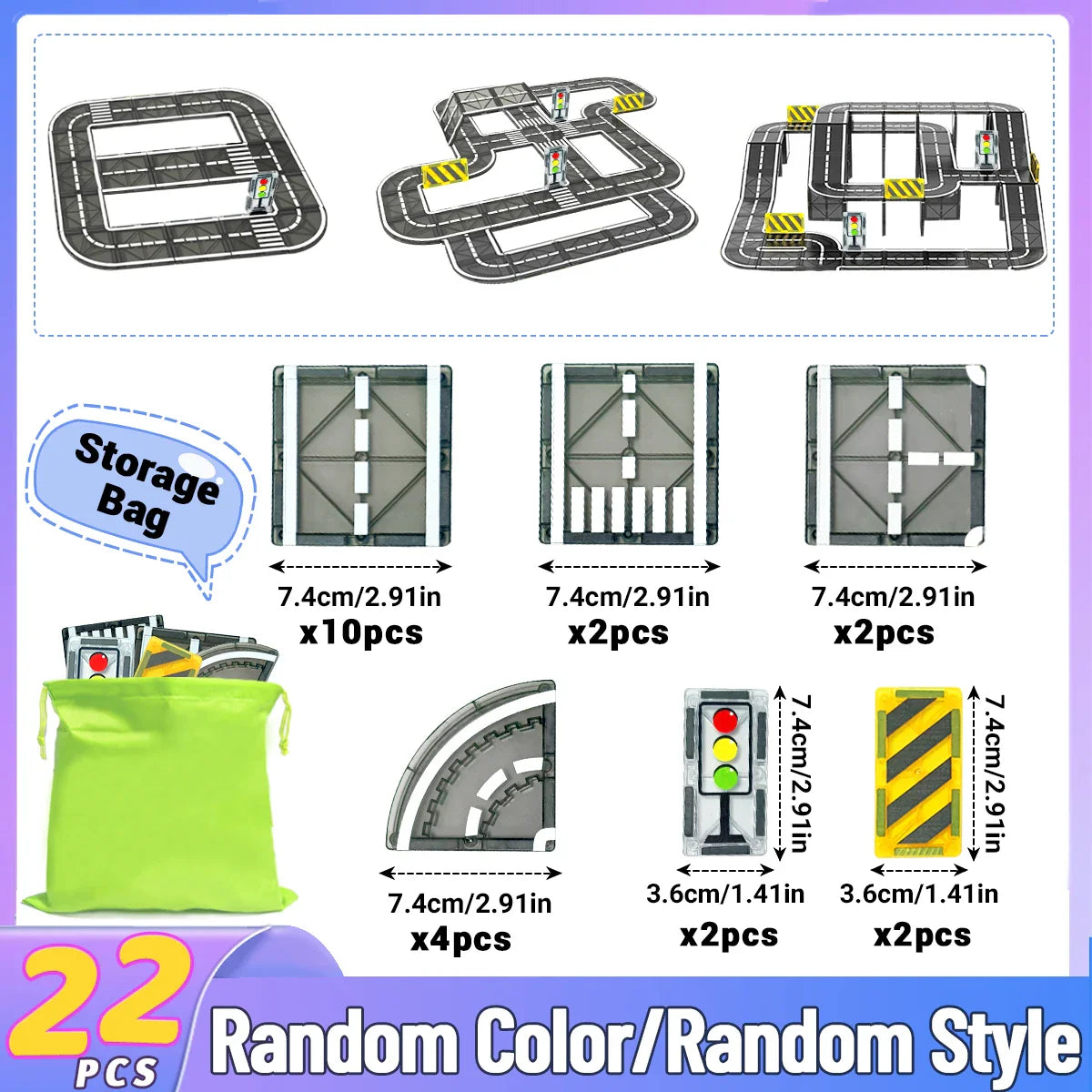 Magnetic Road Set With Car Toys Boys & Girls, Magnet Building Blocks Construction Toys Christmas Birthday Gifts for Toddlers