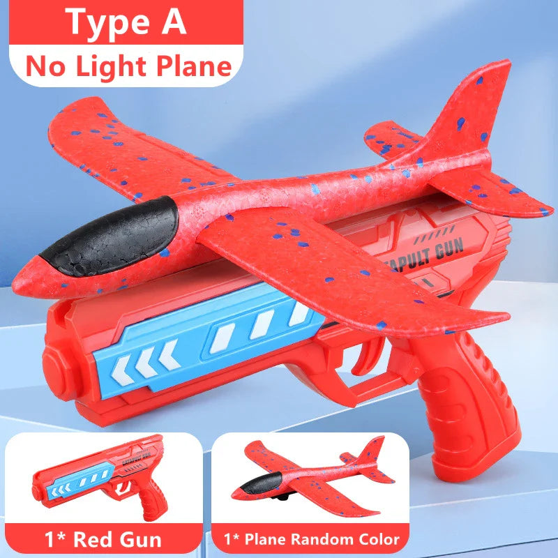 Kids Airplane Launcher Toys 12.2'' LED Foam Glider Catapult Gun Plane Toy for Boys Outdoor Flying Toys Birthday Gifts for Boys