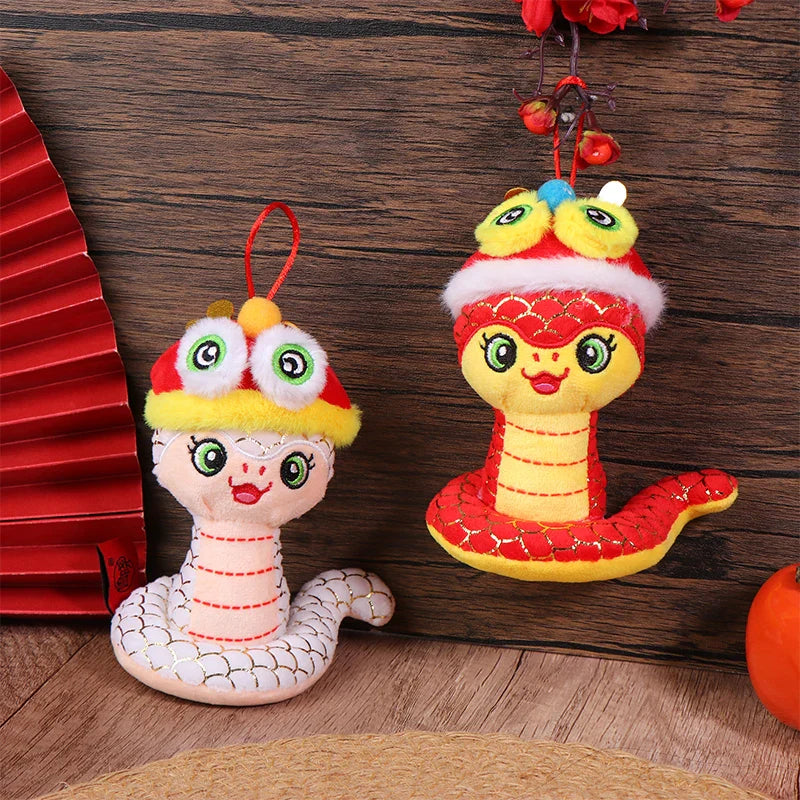 1PcYear Of The Snake Plush Toy 2025 New Year Pendant Keychain Cartoon Mascot Doll Soft Stuffed Doll Car Key Ring Bag Decor Gifts