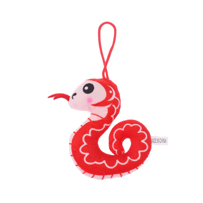 1PcYear Of The Snake Plush Toy 2025 New Year Pendant Keychain Cartoon Mascot Doll Soft Stuffed Doll Car Key Ring Bag Decor Gifts