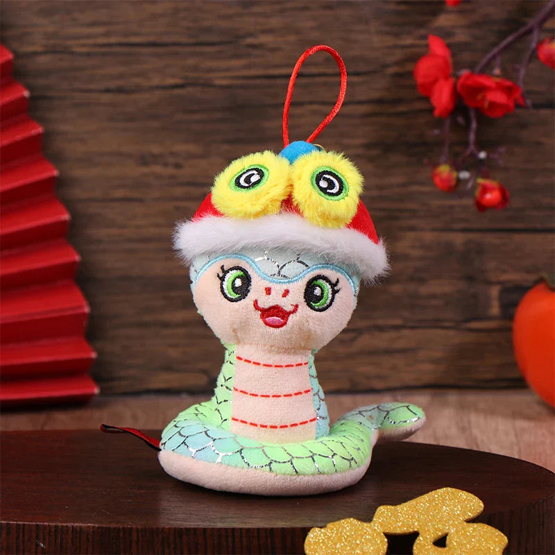 1PcYear Of The Snake Plush Toy 2025 New Year Pendant Keychain Cartoon Mascot Doll Soft Stuffed Doll Car Key Ring Bag Decor Gifts