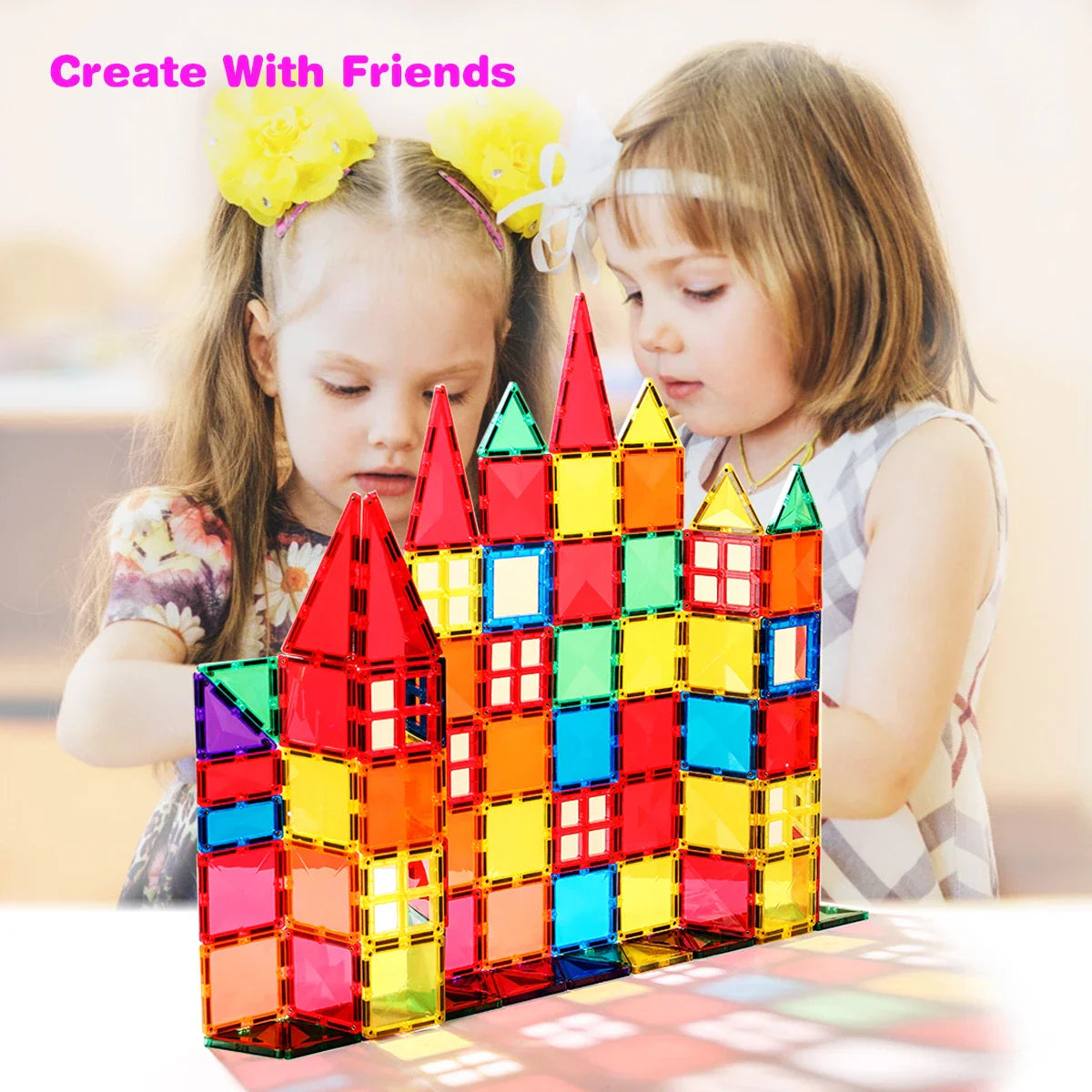 48 Magnetic Tiles Toddler Building Blocks,Magnet Montessori Children's Toys
