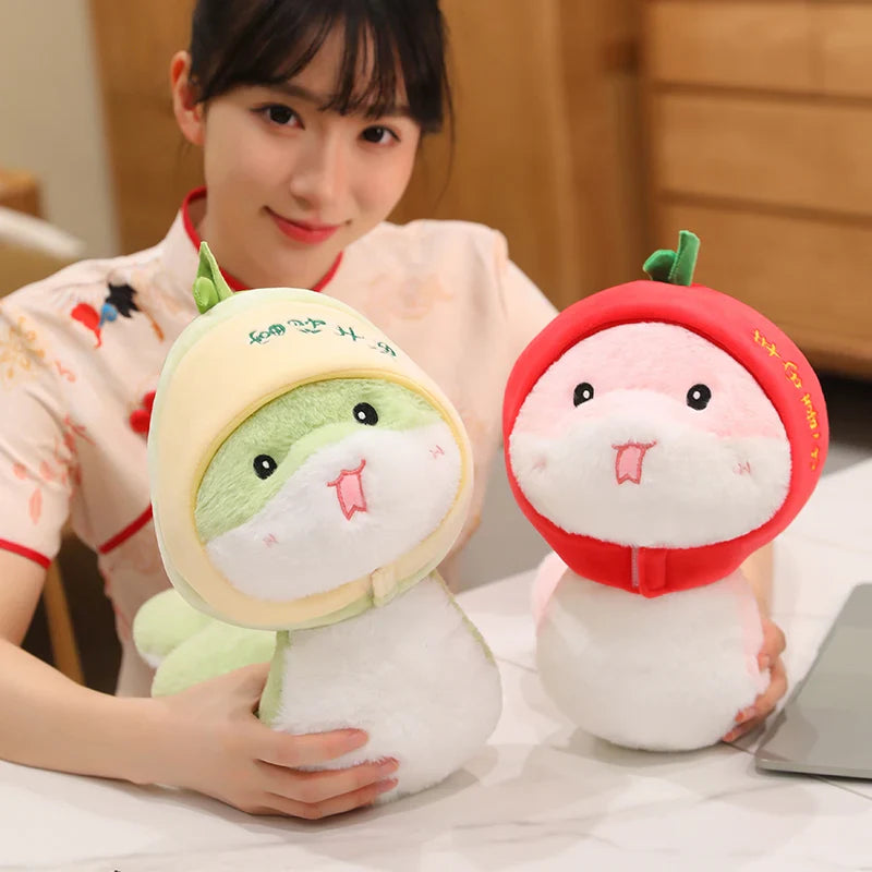2025 New Year Cartoon Lucky Snake Animals Plush Figure Dolls Soft Pillow Toys Wear Lion Clothes Funny Christmas New Year Gift