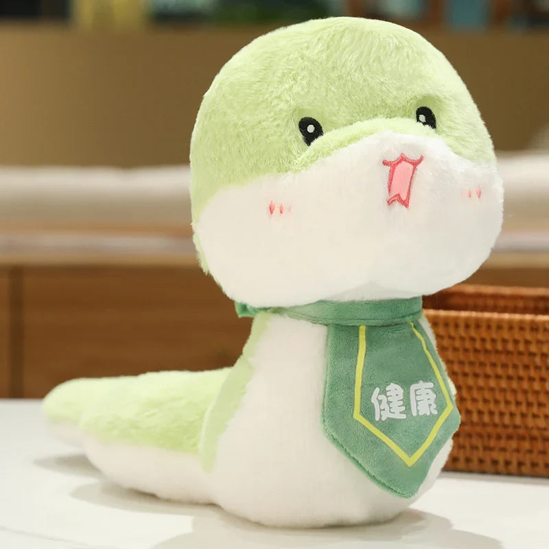 2025 New Year Cartoon Lucky Snake Animals Plush Figure Dolls Soft Pillow Toys Wear Lion Clothes Funny Christmas New Year Gift
