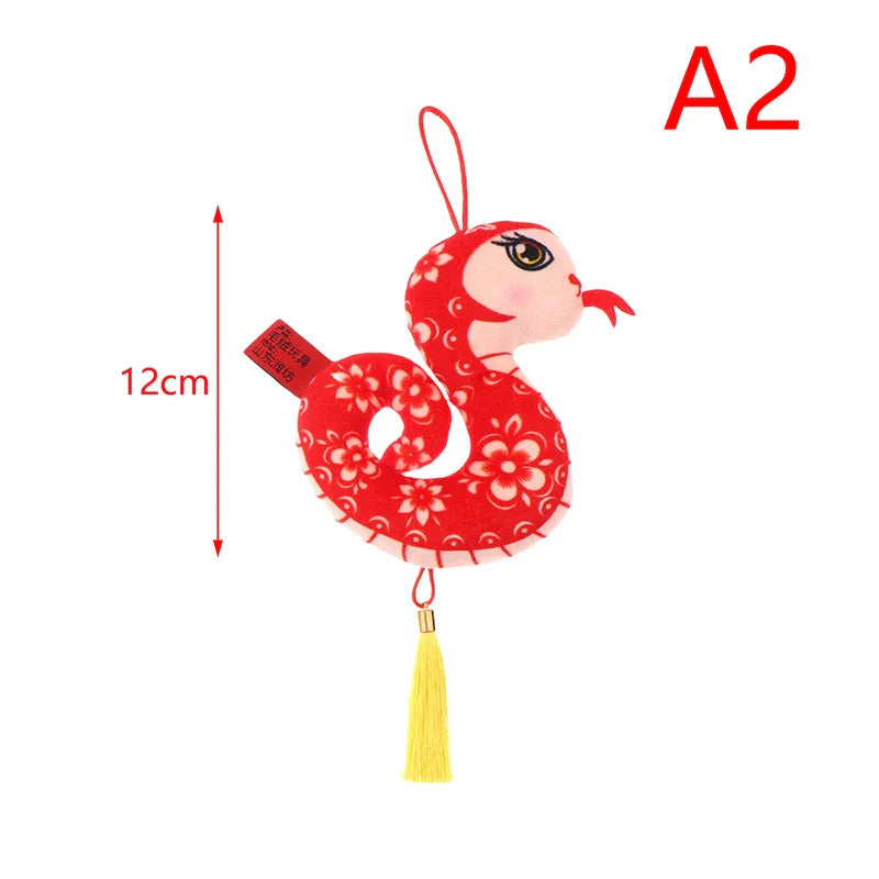 1PcYear Of The Snake Plush Toy 2025 New Year Pendant Keychain Cartoon Mascot Doll Soft Stuffed Doll Car Key Ring Bag Decor Gifts