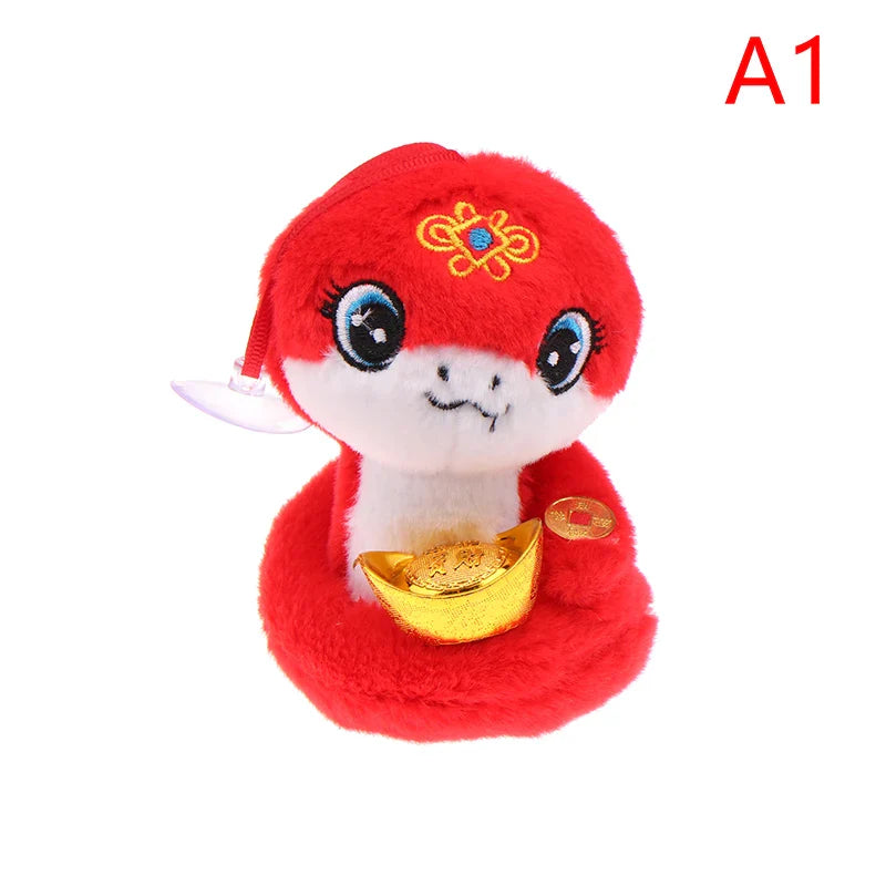 1PcYear Of The Snake Plush Toy 2025 New Year Pendant Keychain Cartoon Mascot Doll Soft Stuffed Doll Car Key Ring Bag Decor Gifts