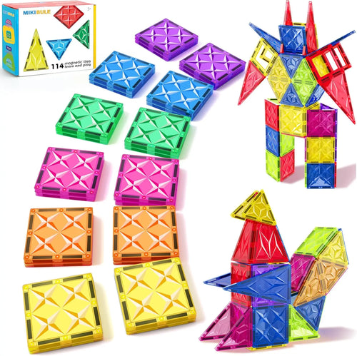 114Pcs Magnetic Playboards Tiles Set Magnet Toys for Toddlers STEM Building Blocks Sensory Creative Kids Manipulative Learning