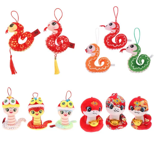 1PcYear Of The Snake Plush Toy 2025 New Year Pendant Keychain Cartoon Mascot Doll Soft Stuffed Doll Car Key Ring Bag Decor Gifts