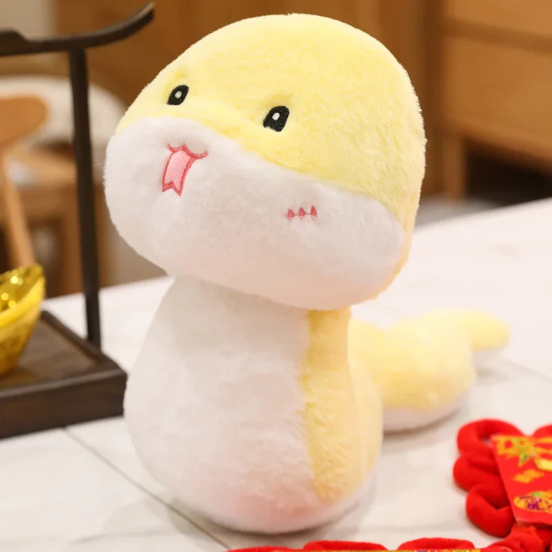 2025 New Year Cartoon Lucky Snake Animals Plush Figure Dolls Soft Pillow Toys Wear Lion Clothes Funny Christmas New Year Gift