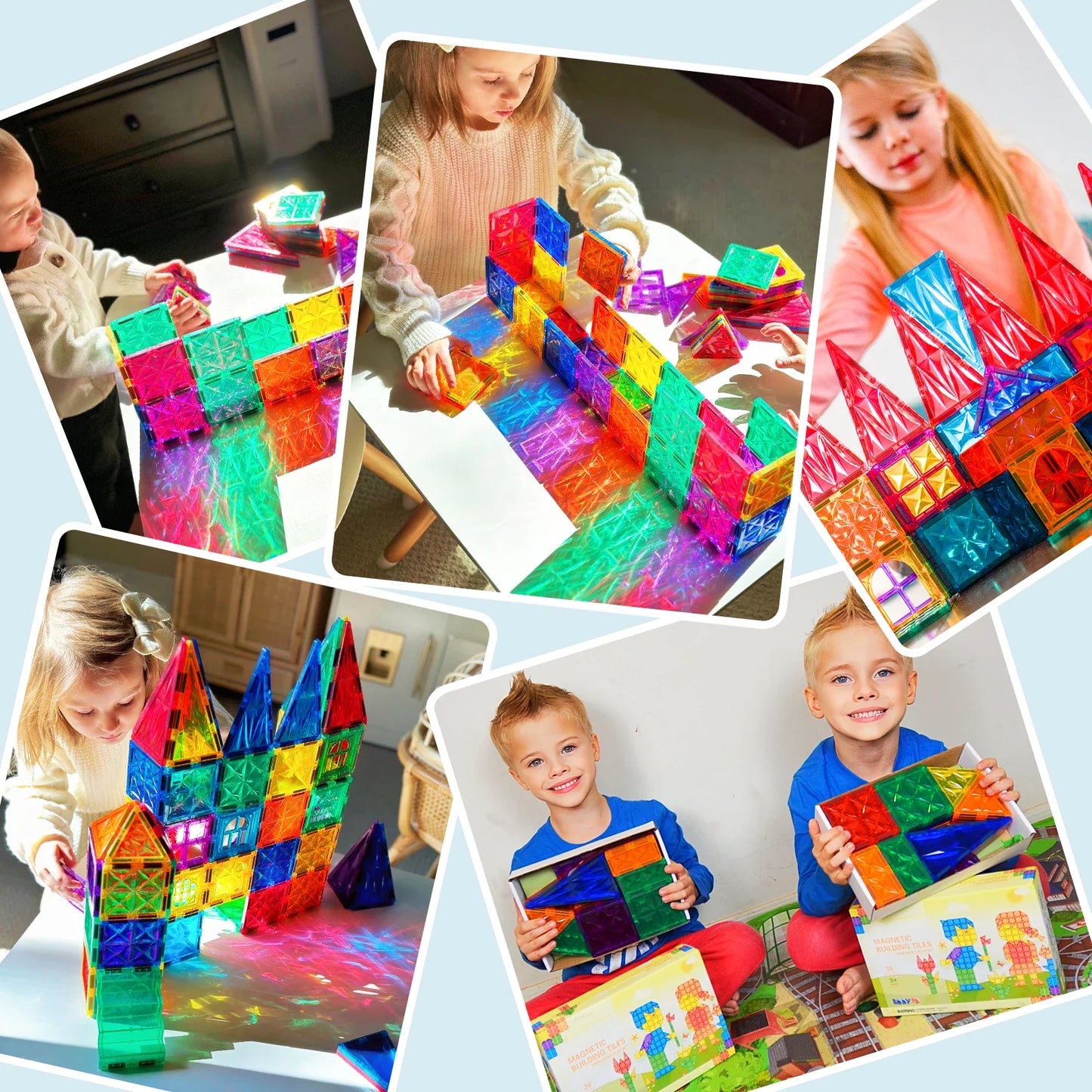 36pcs Magnetic Tiles Toddlers Toys, Magnet Building Blocks for Kids Ages 3+, Christmas Gifts for Boys & Girls