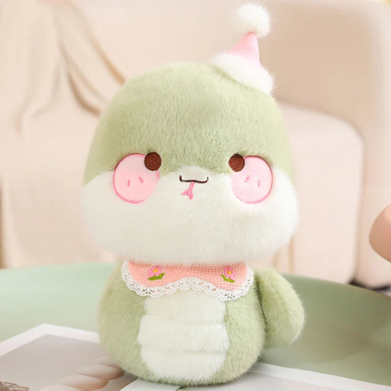 2025 New Year Cartoon Lucky Snake Animals Plush Figure Dolls Soft Pillow Toys Wear Lion Clothes Funny Christmas New Year Gift