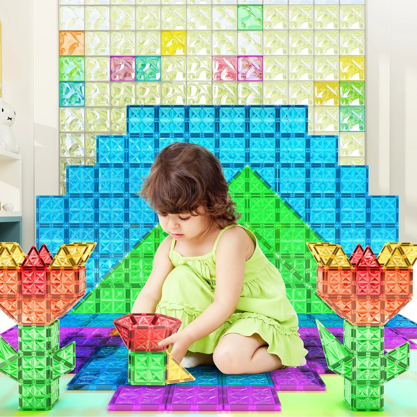 36pcs Magnetic Tiles Toddlers Toys, Magnet Building Blocks for Kids Ages 3+, Christmas Gifts for Boys & Girls