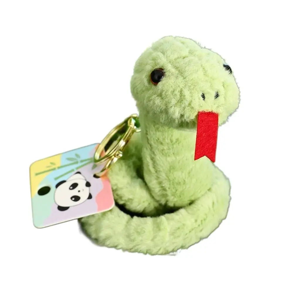 Funny Cartoon Animal Snake Keychain Furry Soft Plush Toys Pendant Bag Hanging Ornaments Car Keyring Girl