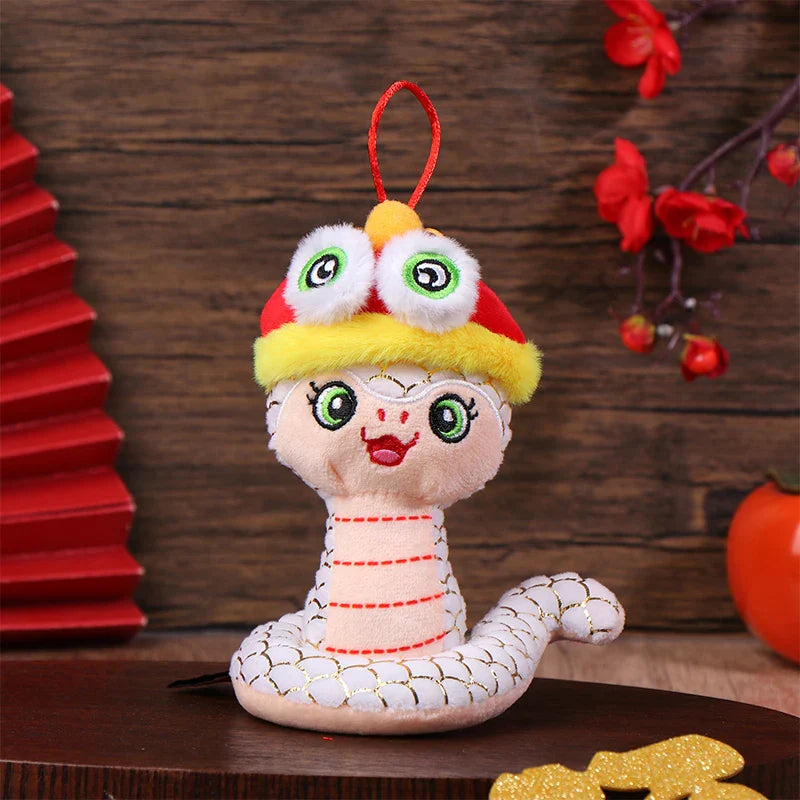 1PcYear Of The Snake Plush Toy 2025 New Year Pendant Keychain Cartoon Mascot Doll Soft Stuffed Doll Car Key Ring Bag Decor Gifts