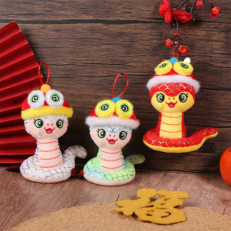 1PcYear Of The Snake Plush Toy 2025 New Year Pendant Keychain Cartoon Mascot Doll Soft Stuffed Doll Car Key Ring Bag Decor Gifts