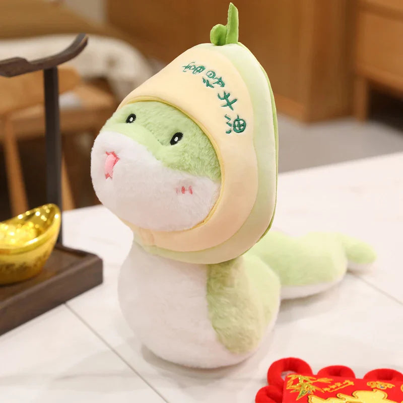 2025 New Year Cartoon Lucky Snake Animals Plush Figure Dolls Soft Pillow Toys Wear Lion Clothes Funny Christmas New Year Gift