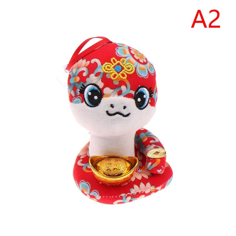 1PcYear Of The Snake Plush Toy 2025 New Year Pendant Keychain Cartoon Mascot Doll Soft Stuffed Doll Car Key Ring Bag Decor Gifts