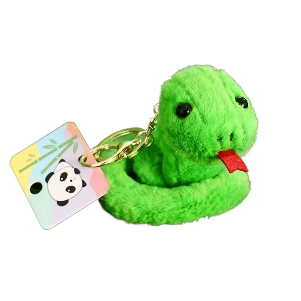 Funny Cartoon Animal Snake Keychain Furry Soft Plush Toys Pendant Bag Hanging Ornaments Car Keyring Girl
