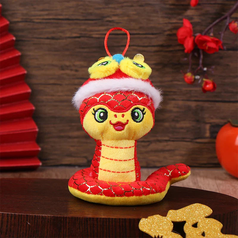 1PcYear Of The Snake Plush Toy 2025 New Year Pendant Keychain Cartoon Mascot Doll Soft Stuffed Doll Car Key Ring Bag Decor Gifts