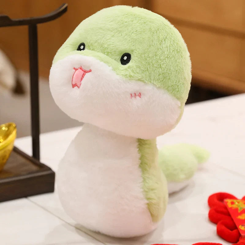2025 New Year Cartoon Lucky Snake Animals Plush Figure Dolls Soft Pillow Toys Wear Lion Clothes Funny Christmas New Year Gift