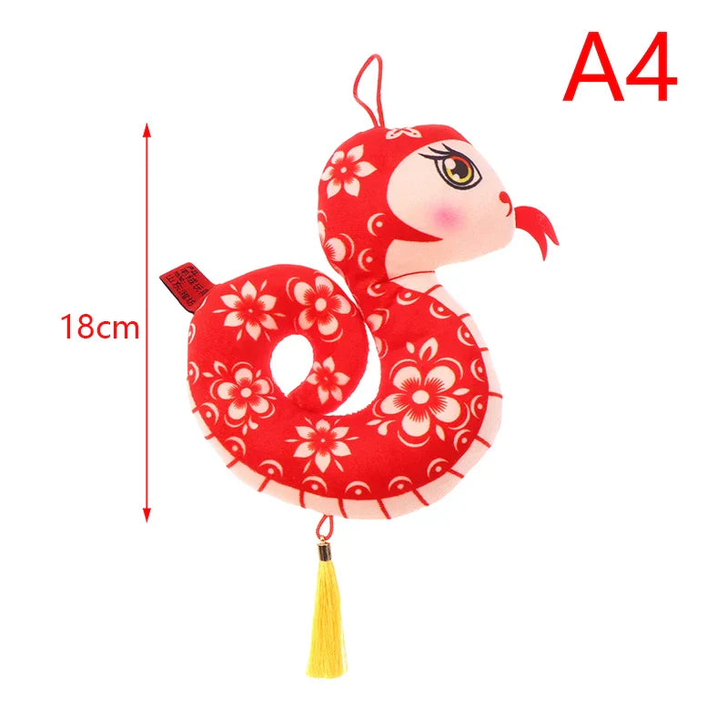 1PcYear Of The Snake Plush Toy 2025 New Year Pendant Keychain Cartoon Mascot Doll Soft Stuffed Doll Car Key Ring Bag Decor Gifts