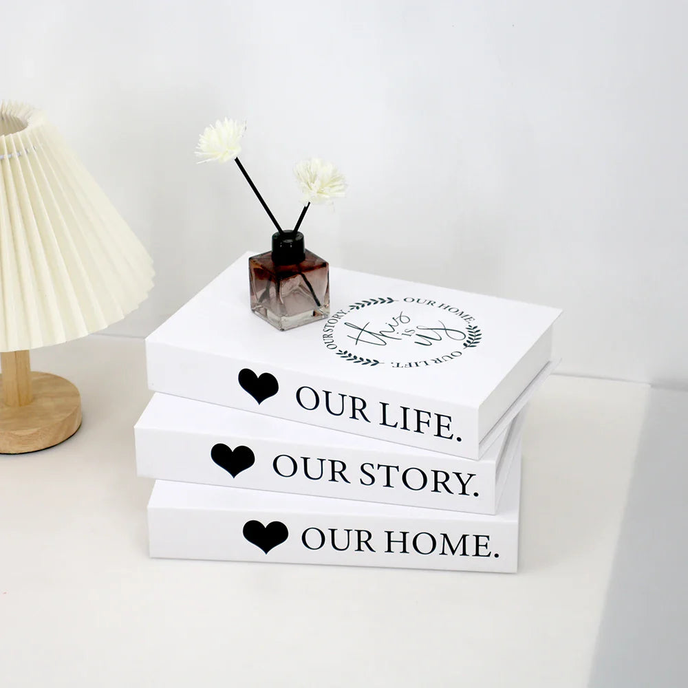 3pcs/Set Modern Fake Books Decoration White Color Simulation Book Home Decor Club Hotel Model Living Room Props Books Decor