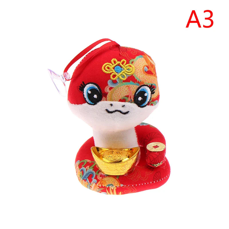 1PcYear Of The Snake Plush Toy 2025 New Year Pendant Keychain Cartoon Mascot Doll Soft Stuffed Doll Car Key Ring Bag Decor Gifts