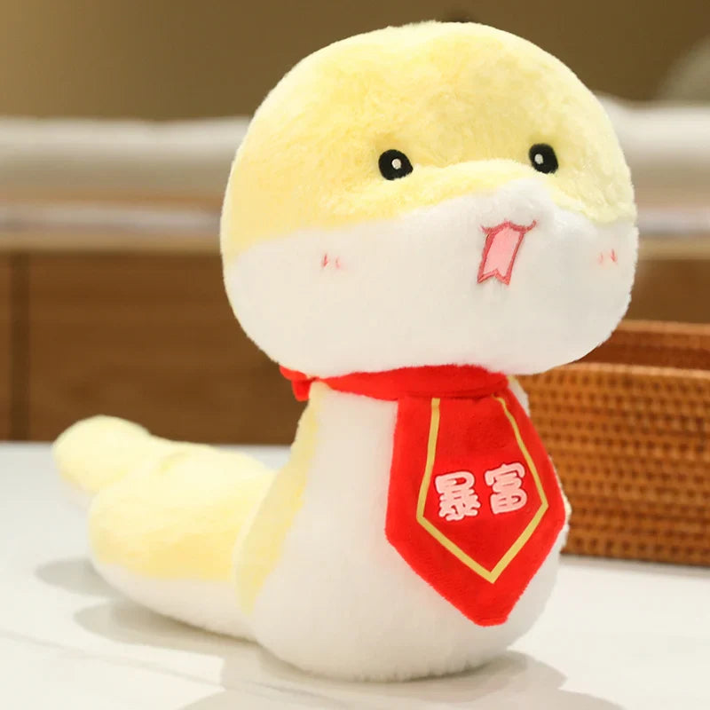 2025 New Year Cartoon Lucky Snake Animals Plush Figure Dolls Soft Pillow Toys Wear Lion Clothes Funny Christmas New Year Gift