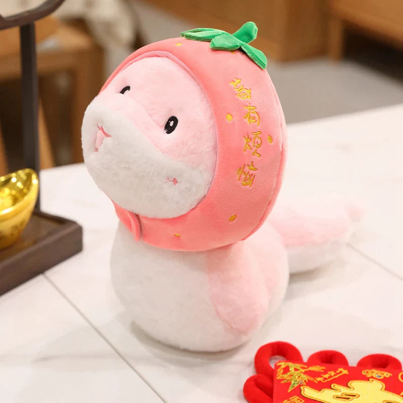 2025 New Year Cartoon Lucky Snake Animals Plush Figure Dolls Soft Pillow Toys Wear Lion Clothes Funny Christmas New Year Gift