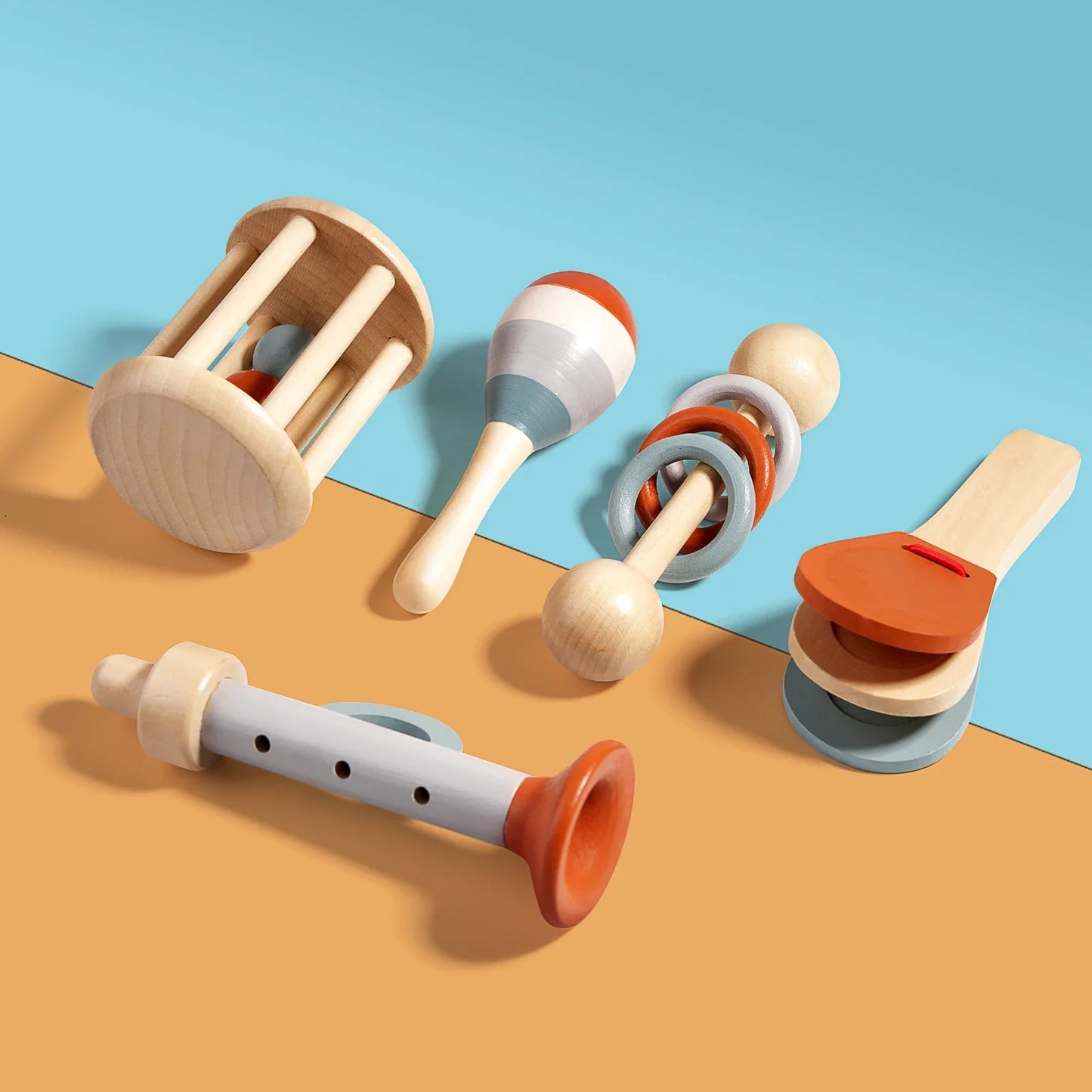 Baby Handheld Bell, Ringing Instrument, Early Childhood Education, Soothing Bed Bell, Wooden Gripping, Chewing Toy