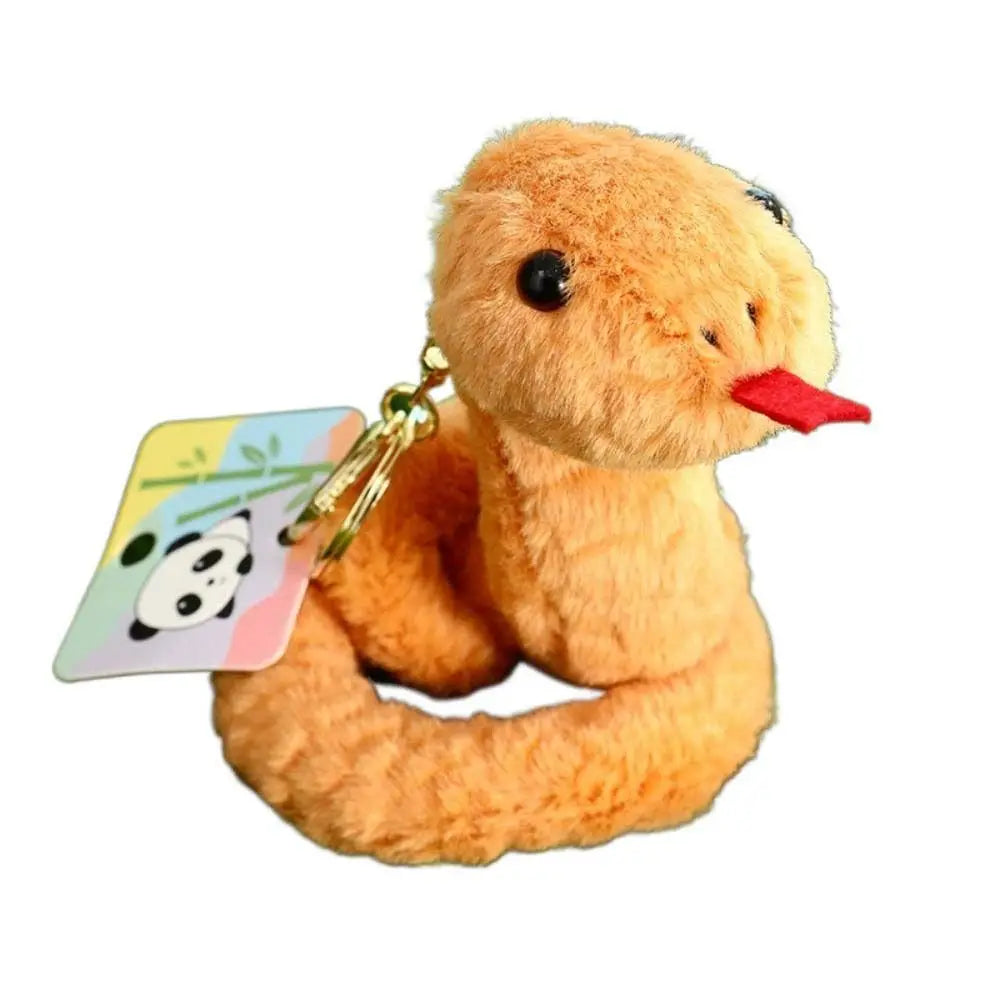 Funny Cartoon Animal Snake Keychain Furry Soft Plush Toys Pendant Bag Hanging Ornaments Car Keyring Girl
