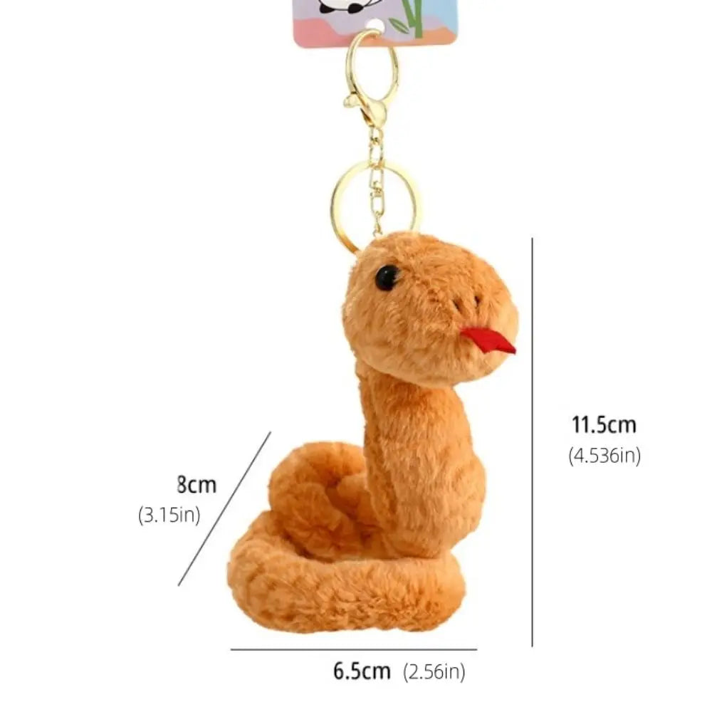 Funny Cartoon Animal Snake Keychain Furry Soft Plush Toys Pendant Bag Hanging Ornaments Car Keyring Girl