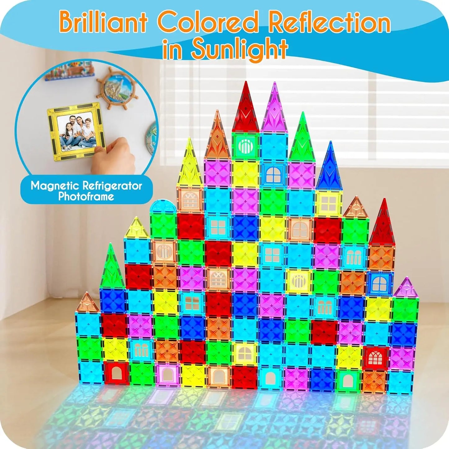 114Pcs Magnetic Playboards Tiles Set Magnet Toys for Toddlers STEM Building Blocks Sensory Creative Kids Manipulative Learning