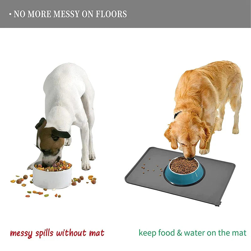Silicone Dog Mat Non-Stick Pet Fountain Tray Cat Bowl Mat Waterproof Food Pad Pet Feeding Drinking Pads Easy Washing Placemat