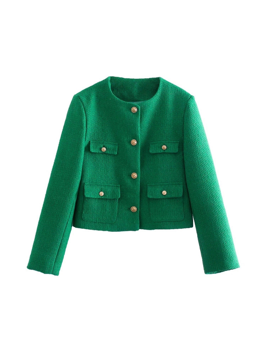 Classic Style Elegant Green Cardigan