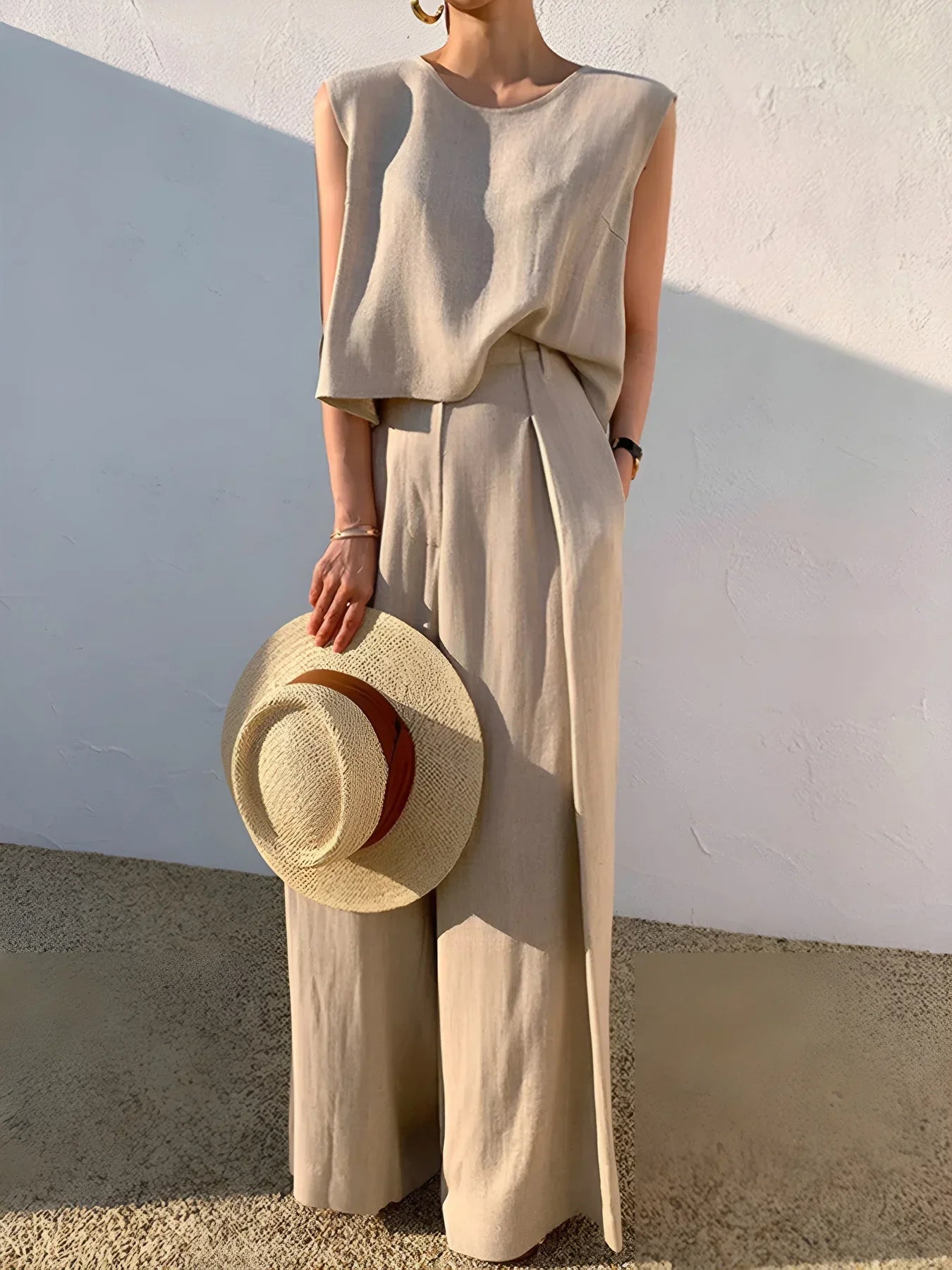 Linen Blends Casual Pants Matching Suit