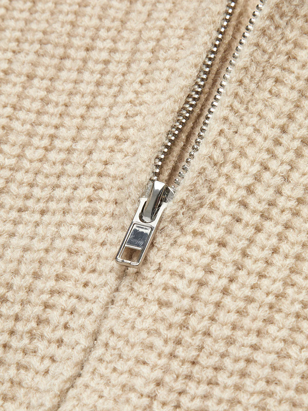 Ribbed Zipper Lapel Cardigan