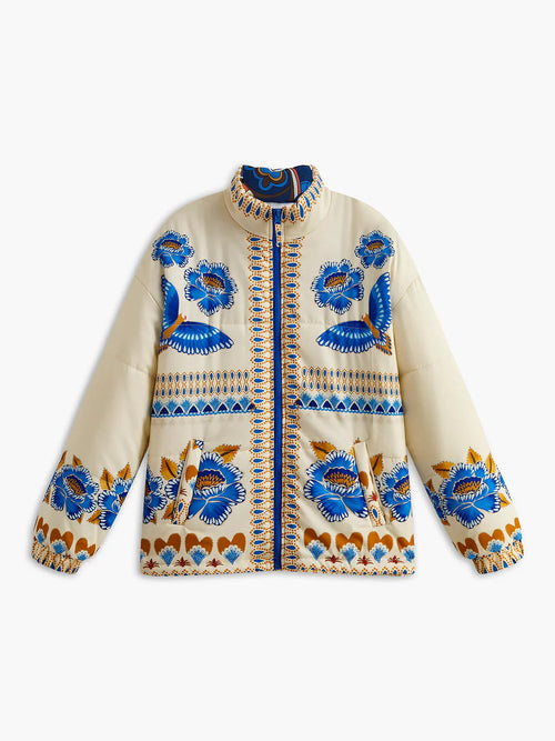 Boheme Printed Zipper Winter Coat