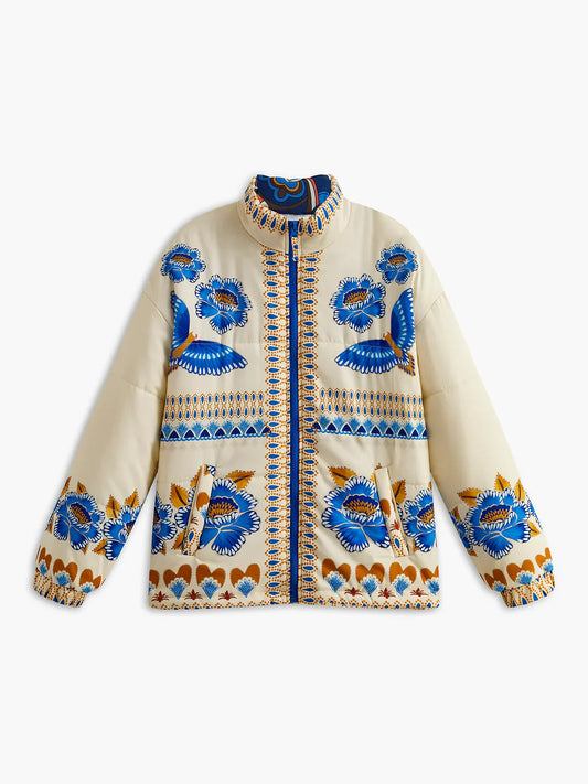 Boheme Printed Zipper Winter Coat
