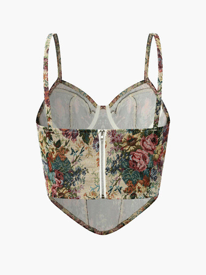 Retro Floral Printed Corset