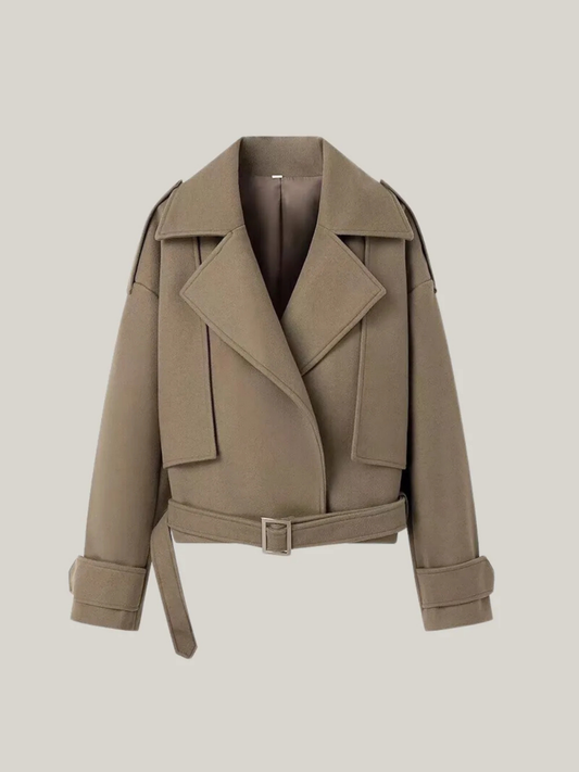 Belted Collar Wool Blend Coat