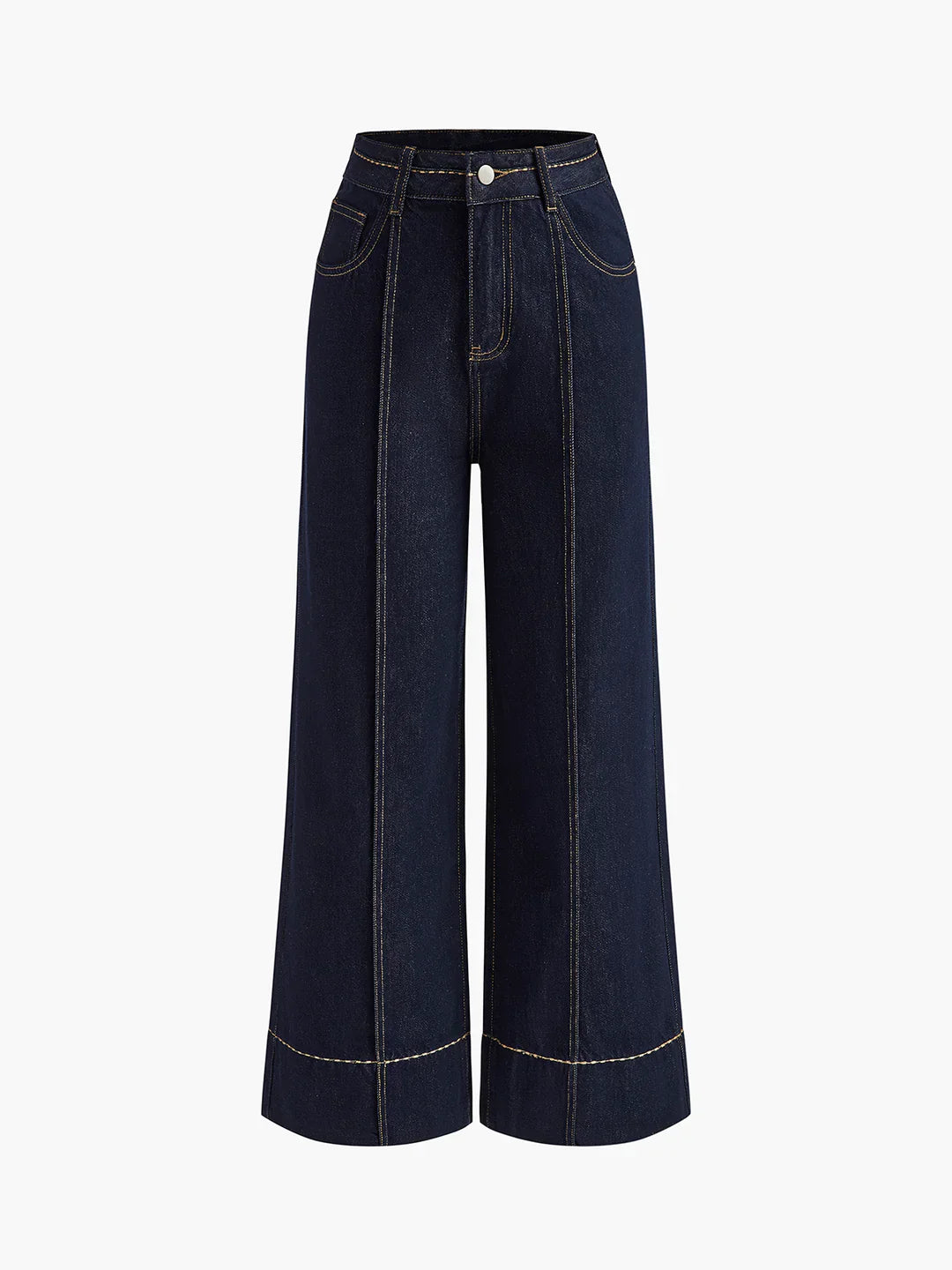 Elegant Style Wide Leg Denim Jeans