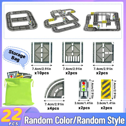 Magnetic Road Set With Car Toys Boys & Girls, Magnet Building Blocks Construction Toys Christmas Birthday Gifts for Toddlers