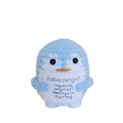 Handmade Positive Energy Penguin Doll With Card Home Decoration Knitting Penguin Doll Ornament Room Decor Christams Party Gifts