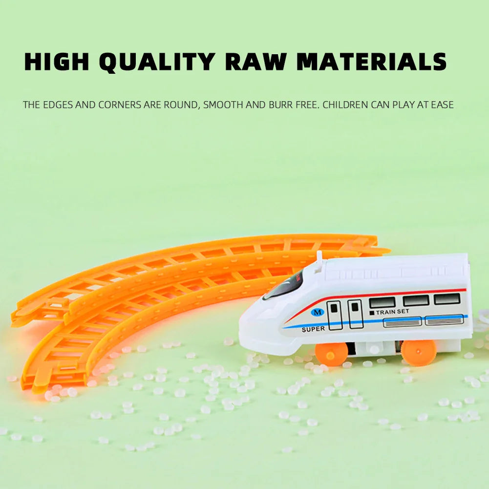 Kids DIY Electric Train Set Battery Powered Train Race Track Cartoon Puzzle Assembled Rail Car Toys Children Education Toys