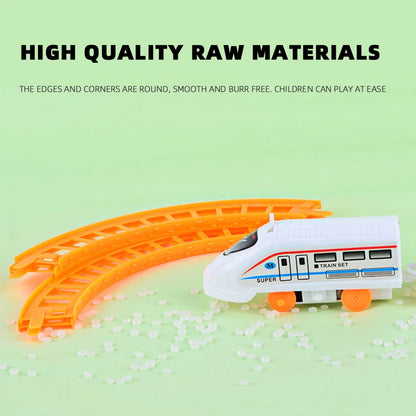 Kids DIY Electric Train Set Battery Powered Train Race Track Cartoon Puzzle Assembled Rail Car Toys Children Education Toys