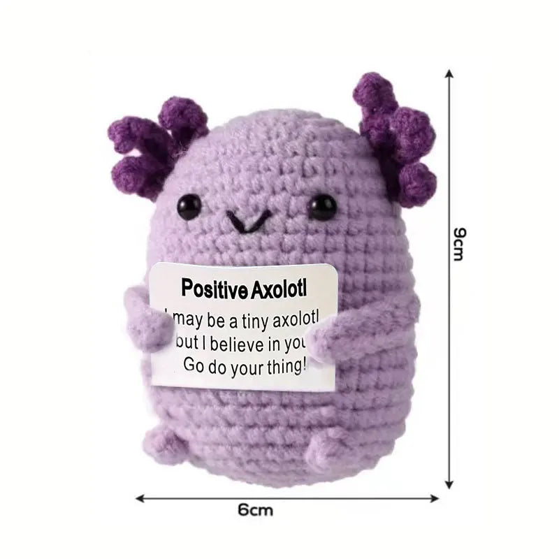 Crochet Positive Energy Duck Doll with Card Christmas Party Gift Handmade Yarn Wool Knitted Animal Ornament Home Room Decoration